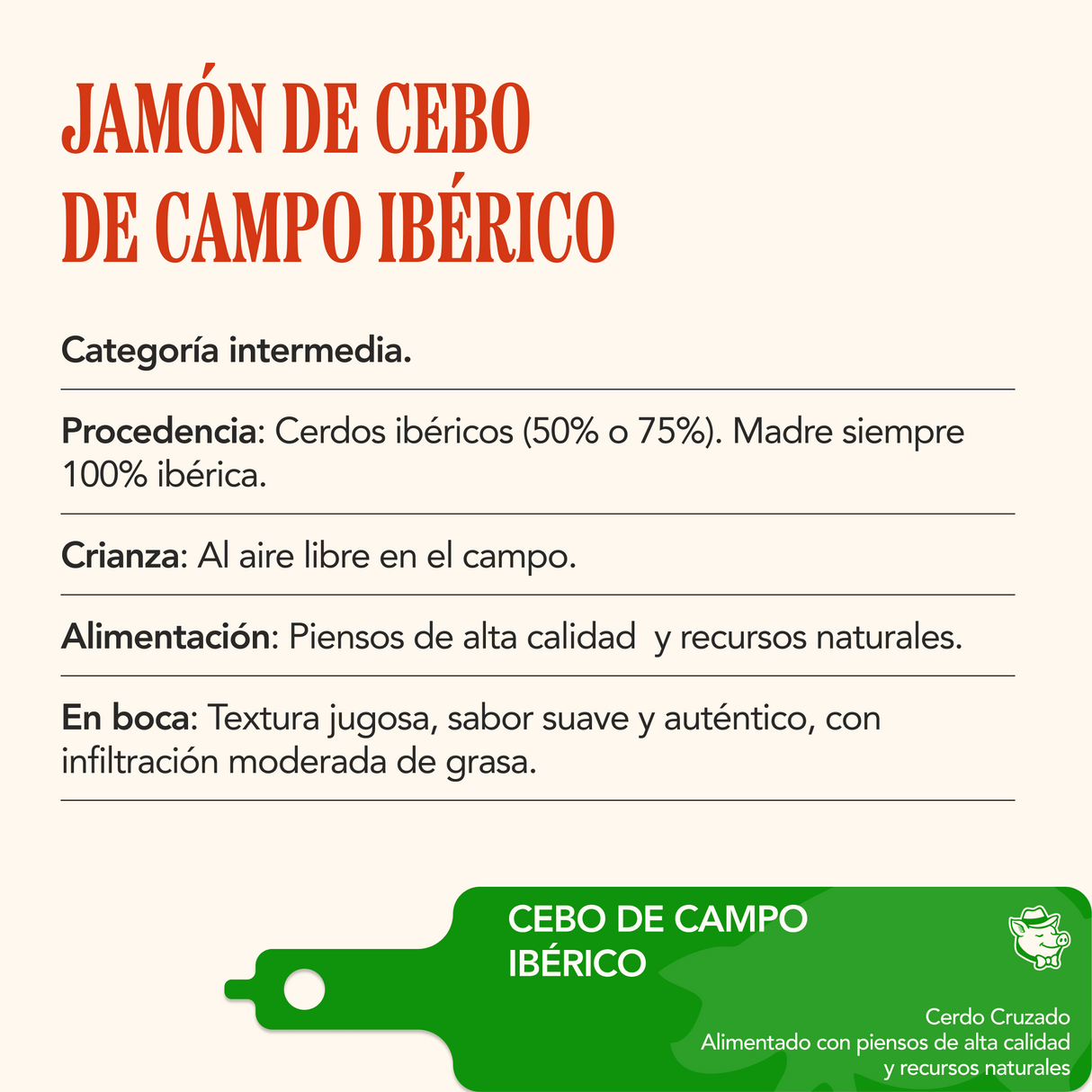 Paleta de Cebo de Campo 50% Ibérica - LONCHEADO A MÁQUINA