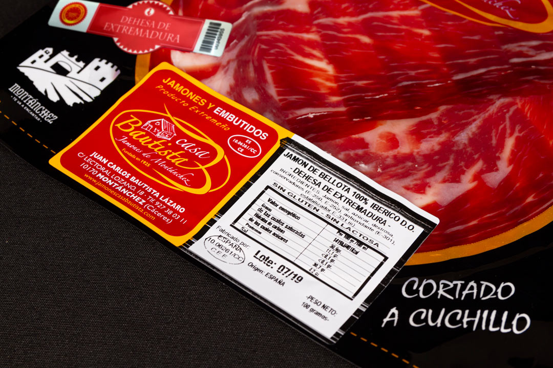 Jamón de Bellota 100% Ibérico DOP Dehesa de Extremadura - CORTADO A MANO