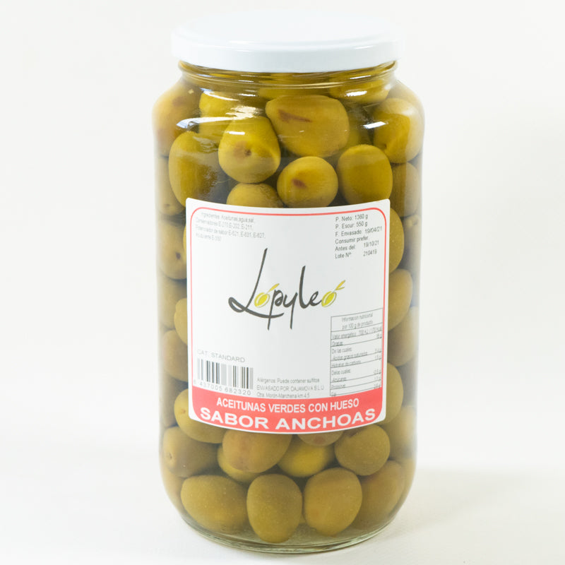 Aceitunas Verdes con hueso Sabor Anchoa