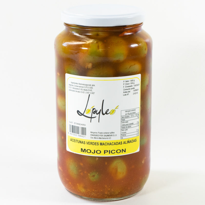 Aceitunas Verdes Machacadas Mojo Picón