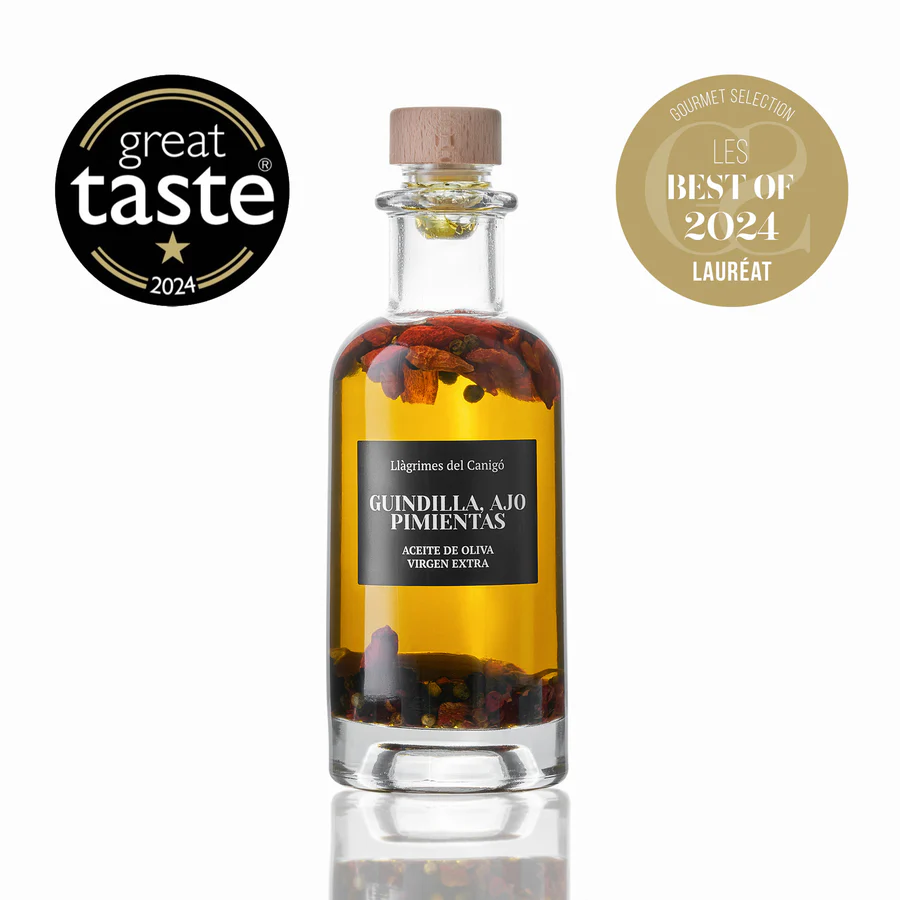 Aceite con Guindilla, Ajo y Pimienta - Llàgrimes del Canigó