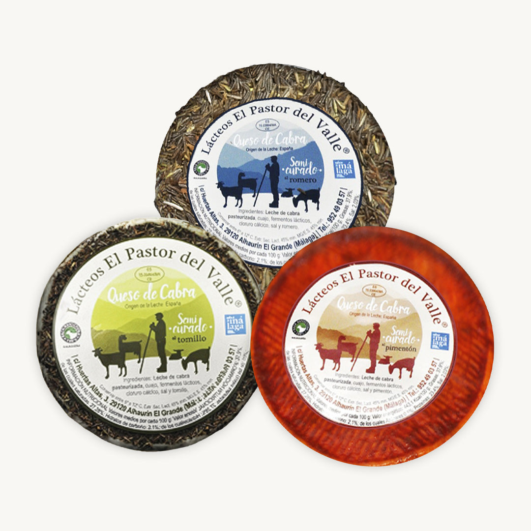 Surtido Quesos Semicurados de Cabra con Pimentón, Romero y Tomillo