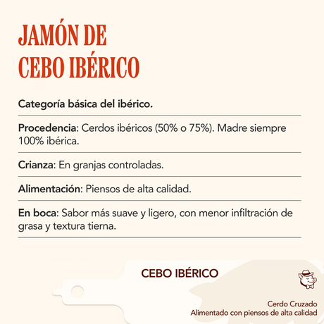 Jamón de Cebo 50% ibérico - LONCHEADO A MÁQUINA